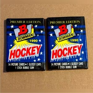 2 PACKS 1990/91 Bowman Premier 1st Edition Sealed Hockey Card Pack